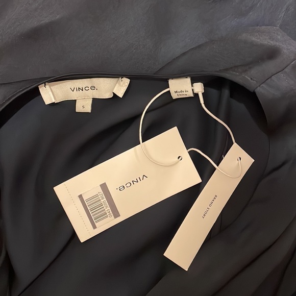 NWT Vince V Neck Tie Waist Midi Dress - Picture 8 of 9